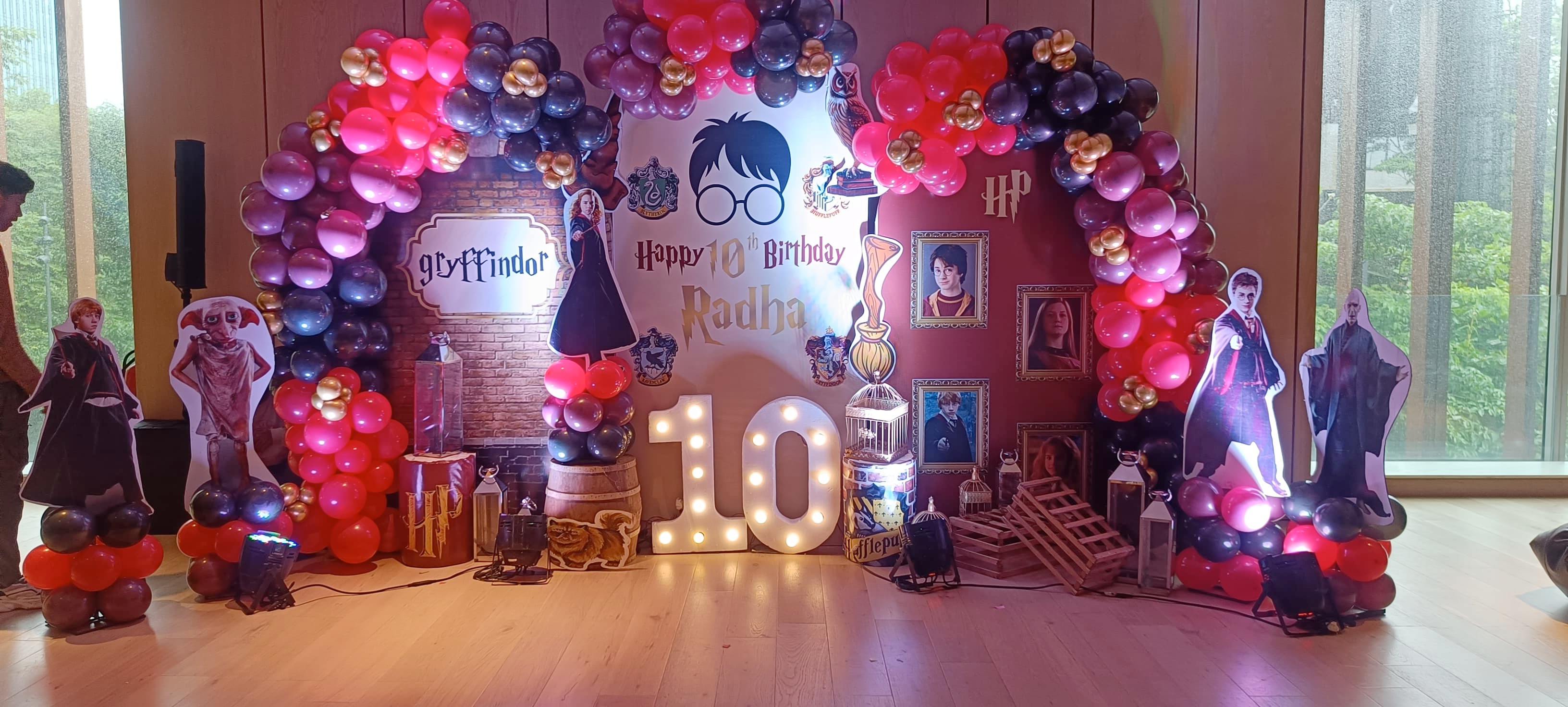 Harry Potter themed birthday party setup